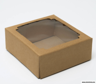 Коробка картонная с окном 14,5 x 14,5 x 6 см Бурый