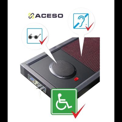 Визуально-акустическое табло 1680 x 400мм, подключена акустическая система 1х10 Вт ПДУ, датчик температуры.