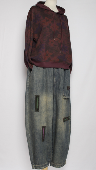 Джинсы "Цветные швы" синие р.48-54