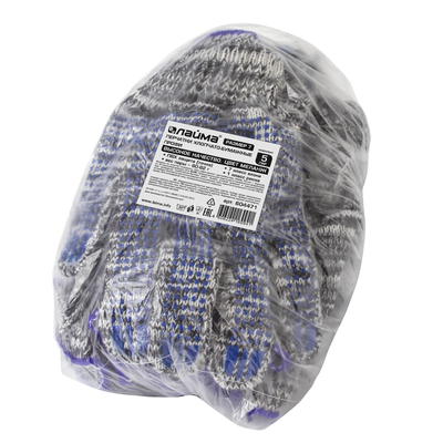 Перчатки хлопчатобумажные, КОМПЛЕКТ 5 пар, 7 класс, ПВХ, меланж