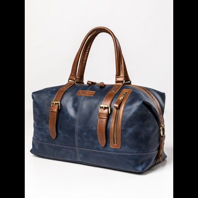 Кожаная дорожная сумка Campora Premium dark blue (арт. 
4019-54)