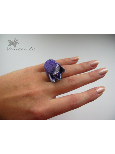 Кольцо "Цветок Сумерки". Кольцо в виде волшебного цветка со стразами Сваровски