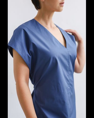 Платье летнее из плотного итальянского хлопка (небесный)