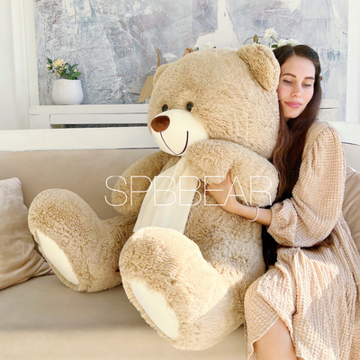 Большой плюшевый медведь 140 см кремовый Барни