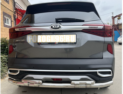 Защита заднего бампера с перемычками d60/42 для Kia Seltos (2019-...)
