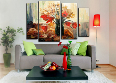 Модульная картина "Цветы и вино"