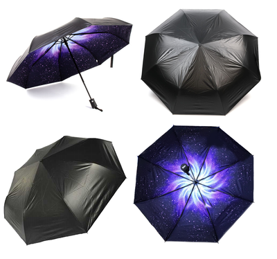 Зонт автоматический с двусторонним куполом Pasio (Принт: небо с облаками, звездное небо, галактика, сакура)