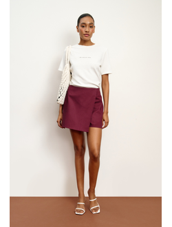 Шорты на запах изо льна (винный)