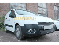 Защита радиатора Peugeot Partner II (рестайлинг) 2012-2015 (2 части) black
