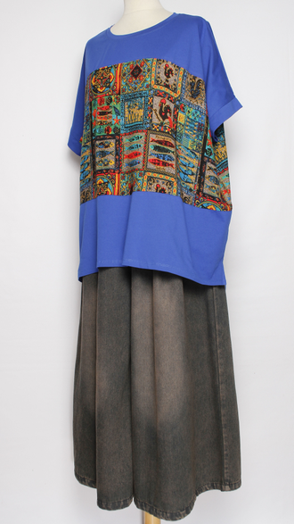 Футболка "КИМОНО МЕКСИКА" синяя до р.56