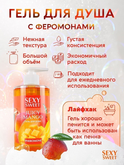 LB-16126 Гель для душа JUICY MANGO с феромонами 430 мл