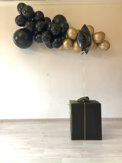 Оформление взрослого дня рождения в чёрно-золотом цвете № 1466