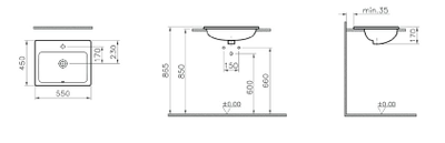 Раковина накладная VitrA S20, 55 см, 5465B003-0001