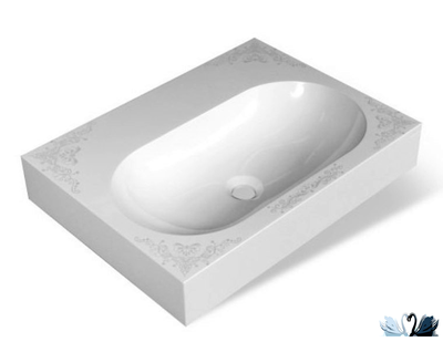 Раковина Эстет Nika 61 х 45 см накладная, мраморная. Лазерная гравировка