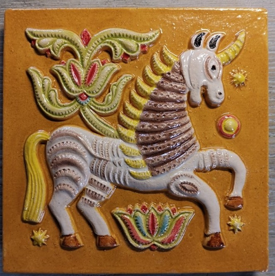 Изразцовая плитка "Древние символы" // 14*14