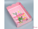 Коробка подарочная с PVC-крышкой «Тюльпаны», 20 × 30 × 8 см