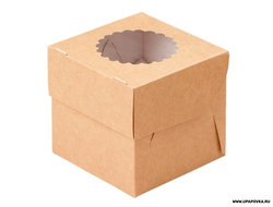 Коробка для капкейков/ 1 шт 10 x 10 x 10 см Круг окном Крафт