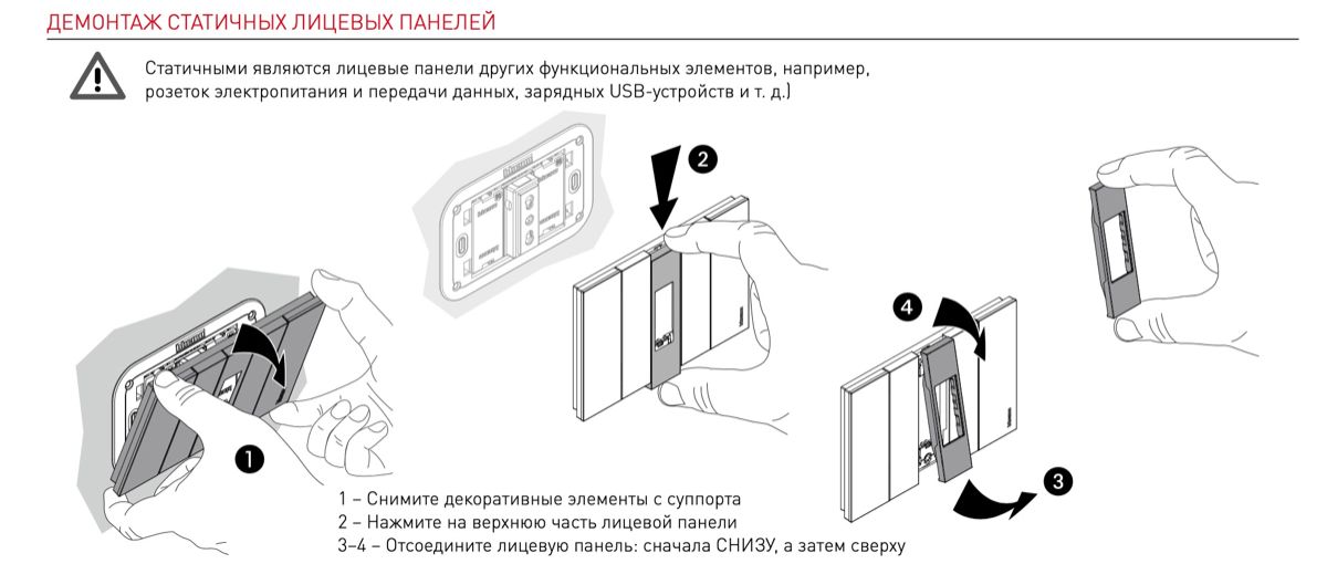 Демонтаж лицевых панелей розеток