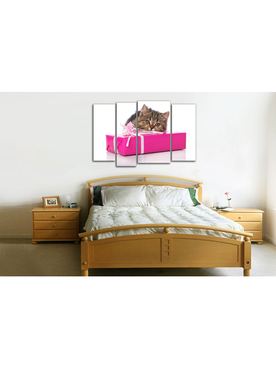 Модульная картина "Котик и подарок"