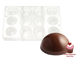 Форма для конфет Полусферы поликарбонат 5 см, 12 ячеек