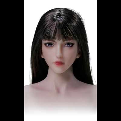 Женская голова (скульпт) с длинными темными волосами - 1/6 scale Hair Implant Female Head Sculpt "Moon" (SET016B) - LZ TOYS