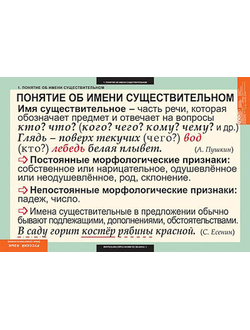 Таблицы демонстрационные "Русский язык. Имя существительное"