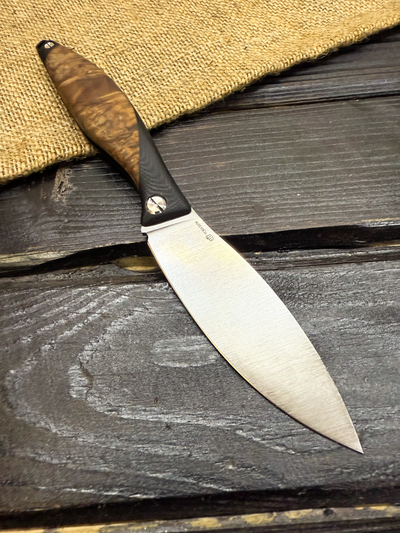 Фрикционный складной нож Канадец Большой сталь AUS10Co, рукоять G10/ стабилизированная карельская береза