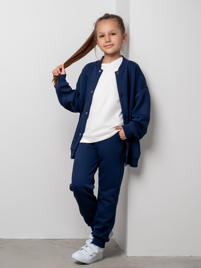 Бомбер на кнопках синий