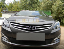 Защита радиатора Hyundai Solaris 2014-2017 black