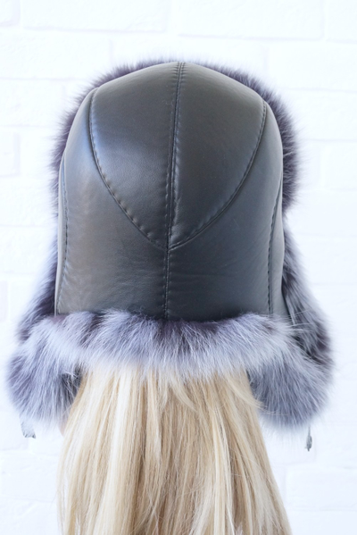 Ушанка "Полярная звезда" цвет черный + джинс (копия)