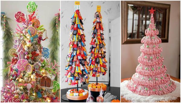 зображення ідеї новорічних ялинок з цукерок