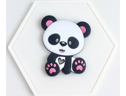 Грызунок из пищевого силикона Панда розовая