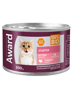 AWARD (Эворд) влажный корм (консерва) паштет для котят индейка, 200 г