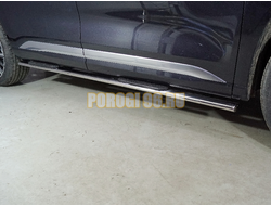 Пороги овальные с накладкой 75х42 мм ТСС для Exeed VX 2023-