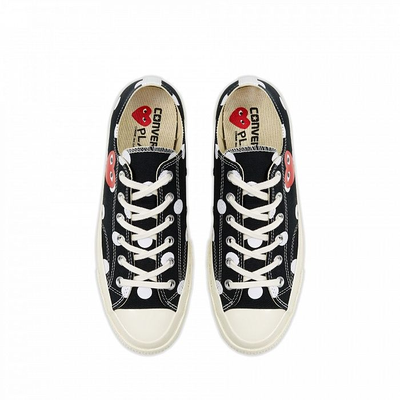 Кеды Converse Comme Des Garcons Play в горошек черные низкие с сердечком