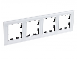 Рамка 4 поста стекло белый, серия AtlasDesign