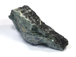 Турмалин чёрный в породе, брейнерит, талькохлоритовый сланец, Свердловскаая обл., п. Шабры (130*100*45 мм, 623 г) №17891