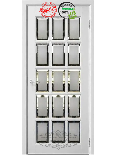 ЙОШКАР-ОЛА. МАССИВ СОСНЫ. КЛАССИКА (АНГЛИЙСКАЯ РЕШЕТКА)  ЭМАЛЬ БЕЛАЯ, ПОЛОТНО ОСТЕКЛЕННОЕ (ФАЛЬШФАЦЕТ)