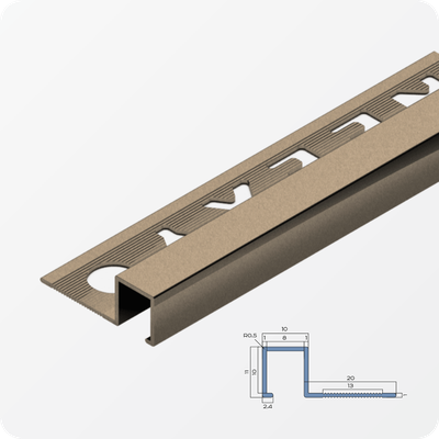 Окантовочный плиточный профиль из алюминия 10 мм. NEEXY PV02-46 BBL-D Черный блестящий браш 2.7 м.