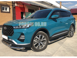 Пороги труба с проступью d76 для Chery Tiggo 7 Pro 2021-