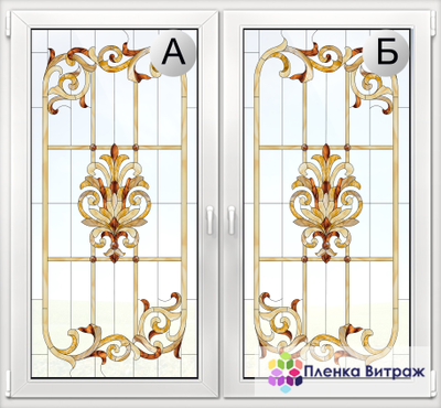Витражная пленка, витражная пленка самоклеющаяся, пленочный витраж с классическим рисунком