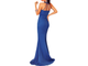 Длинное вечернее синее платье на свадьбу DL-60739
