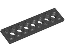 Technic, Plate 2 x 8 with 7 Holes, Black (3738 / 373826)