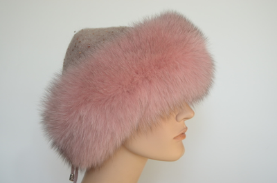 Шапка Vizio 8058 с мехом розовая