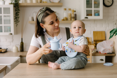 Поильник детский и снэк-стакан 3 в 1 из пищевого силикона Голубой