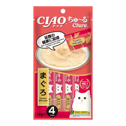 INABA CIAO Churu (Инаба) Крем-лакомство для кошек Тунец Магуро для поддержания здоровья костей и суставов, 14г * 4шт