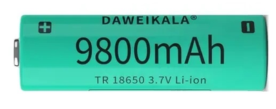 Аккумулятор литий-ионный (Li-Ion) Daweikala, тип 18650, ёмкость 9800 мАч для автономных видеокамер, видеонянь, ИБП. (напряжение 3.7В)
