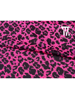 Спортивный трикотаж принт Дикая кошка, цв. Неон-розовый (холодный)