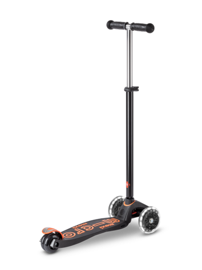 Самокат Maxi Micro Deluxe черно-оранжевый LED