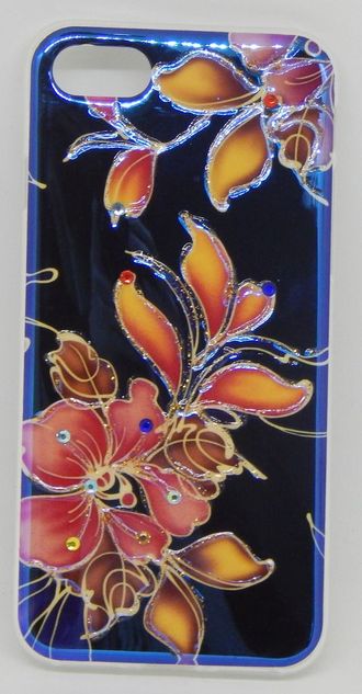 Защитная крышка силиконовая iPhone 7 &#039;Цветы&#039; (арт. 24194) зеркальная со стразами